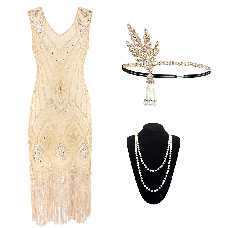 Women's 1920s Dress Sequin Art Deco Flapper Dress and Accessories Gatsby Party Evening Sequins Plus Size Fringed Dress
Women's 1920s Dress Sequin Art Deco Flapper Dress and Accessories Gatsby Party Evening Sequins Plus Size Fringed Dress