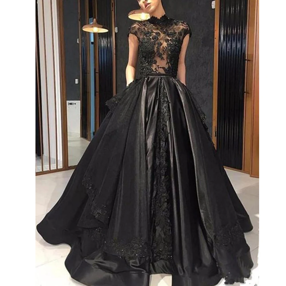 black evening dresses 2019 high neck lace appliques beaded pearls hand made flowers detachable train lace evening dresses
black evening dresses 2019 high neck lace appliques beaded pearls hand made flowers detachable train lace evening dresses