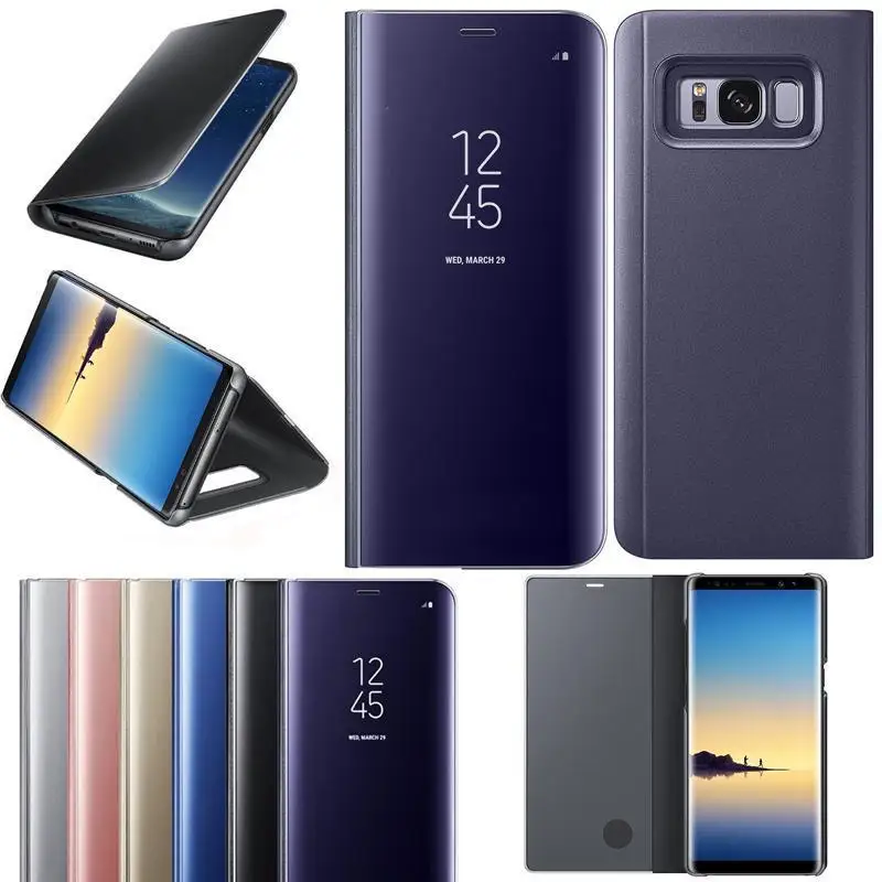 Умный прозрачный зеркальный чехол для Samsung Galaxy J3 J5 J7 A3 A5 A7 2017 A8 2018 кожаный