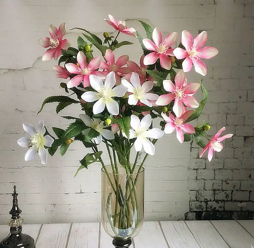 Luxury Clematis wire lotus artificial flowers with leaves for home wedding decoration fleurs silk fake flower 3 heads
Luxury Clematis wire lotus artificial flowers with leaves for home wedding decoration fleurs silk fake flower 3 heads