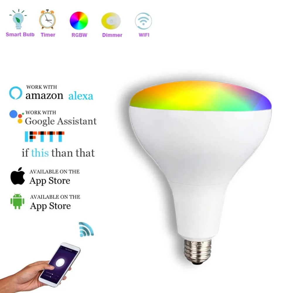BR30 Smart Bulb,Multicolored WIFI LED Lights,No Hub Required,7W Smart Home Lights Compatible with Alexa and Google Home
BR30 Smart Bulb,Multicolored WIFI LED Lights,No Hub Required,7W Smart Home Lights Compatible with Alexa and Google Home