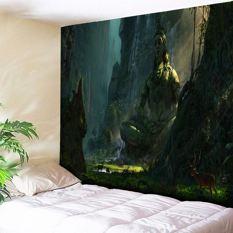 Beautiful Indian Buddha Statue Wall Tapestry Home Decorations Wall Hanging Green Valley Forest for Living Room Bedroom Tapestrie
Beautiful Indian Buddha Statue Wall Tapestry Home Decorations Wall Hanging Green Valley Forest for Living Room Bedroom Tapestrie