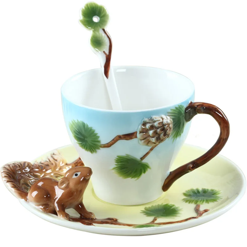 squirrel ceramic coffee cup saucer poon hand-painted animal personality creative home English bone china tea cup birthday gifts
squirrel ceramic coffee cup saucer poon hand-painted animal personality creative home English bone china tea cup birthday gifts
