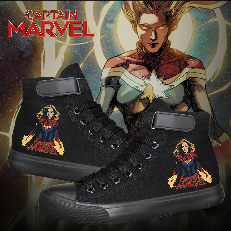 Фото HOT Movie Captain Marvel canvas shoes Elite army students unisex flat casual Fashion street style gift for friends | Обувь