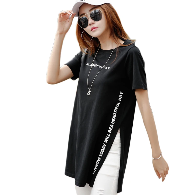 New Style long t shirt women fashion side split t shirt women summer 2019 letter black white t shirt women cotton harajuku top
New Style long t shirt women fashion side split t shirt women summer 2019 letter black white t shirt women cotton harajuku top