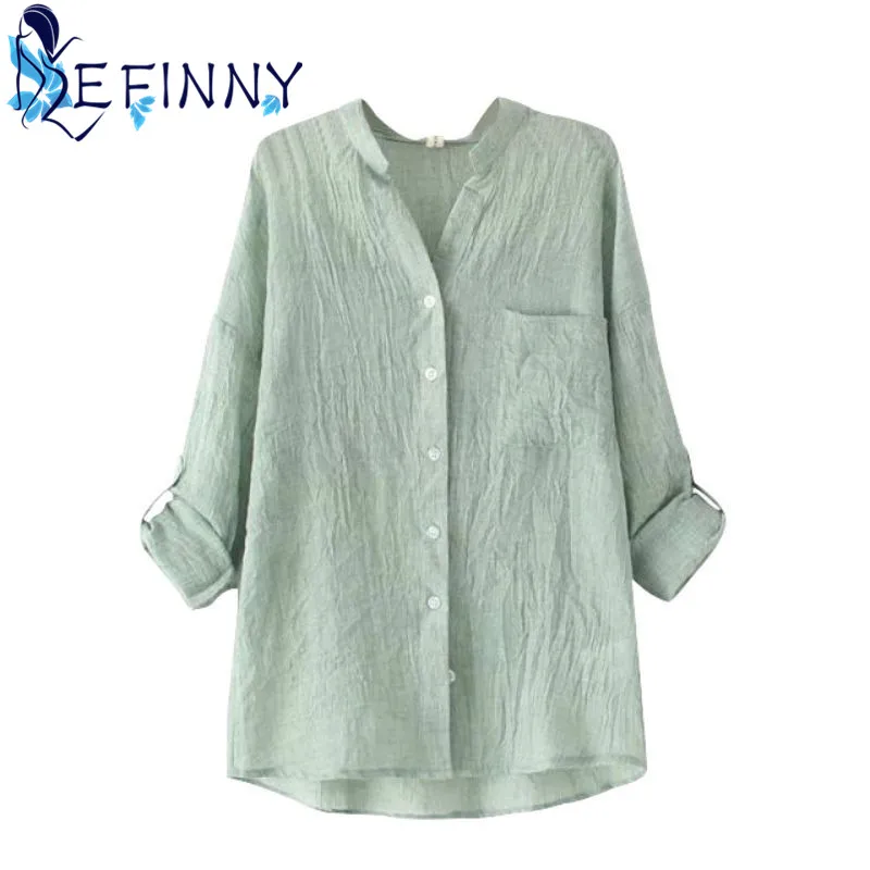 Vintage All-match High Quality Women Adjustable Sleeve Blouse Cotton Linen Plus Size Tops Casual Sheer Button Down Shirt
Vintage All-match High Quality Women Adjustable Sleeve Blouse Cotton Linen Plus Size Tops Casual Sheer Button Down Shirt