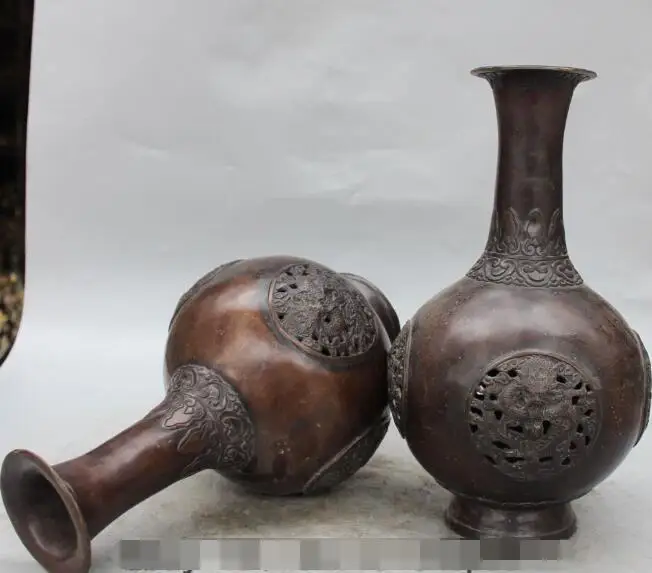 S1954 12" Marked Chinese Dynasty Palace Bronze Dragon Flower Vase Bottle Statue Pair discount 30% (C0324)
S1954 12" Marked Chinese Dynasty Palace Bronze Dragon Flower Vase Bottle Statue Pair discount 30% (C0324)