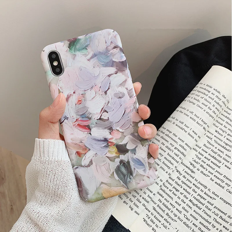 Luxury Retro Abstract Graffiti Flower Phone Case For iPhone X Xs XR Xsmax 7 Puls 6 6S 8 Cases Matte Hard Plastic Cover |