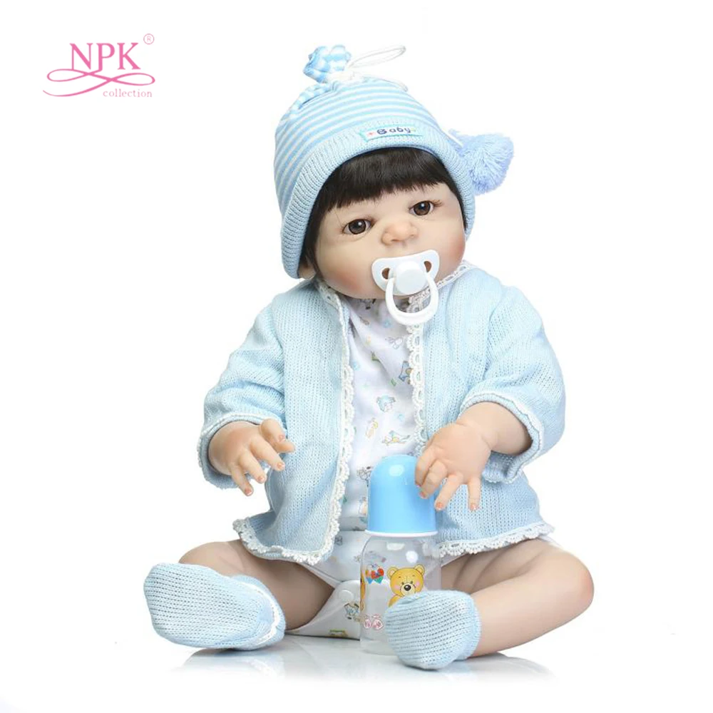 Кукла Новорожденный силиконовая полностью кукла-младенец синий свитер лучший
