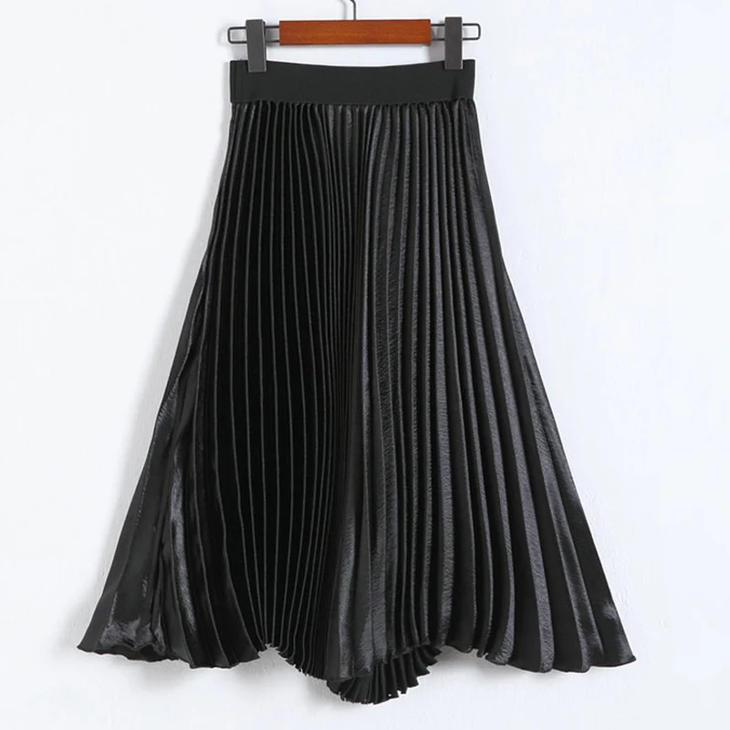 Qiuxuan Summer Women Pleated Skirt Metallic Satin Hem Irregular Elastic High Waist Skinny Fashion Female Large Swing Long Skirts
Qiuxuan Summer Women Pleated Skirt Metallic Satin Hem Irregular Elastic High Waist Skinny Fashion Female Large Swing Long Skirts