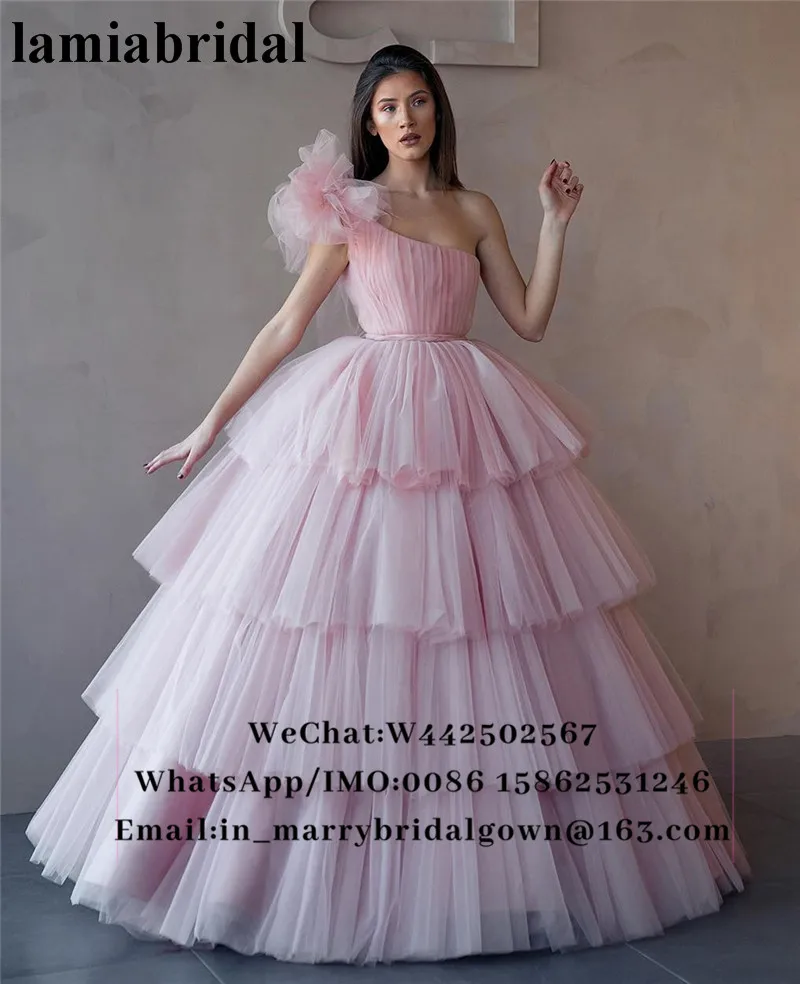 Pink Ball Gown Princess Prom Dresses 2019 One Shoulder Tiered Tulle Skirt Plus Size Arabic African vestidos de fiesta de noche
Pink Ball Gown Princess Prom Dresses 2019 One Shoulder Tiered Tulle Skirt Plus Size Arabic African vestidos de fiesta de noche