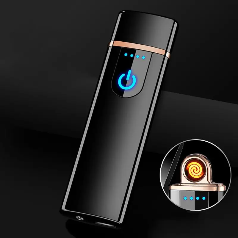 Mini USB Charging Sensor Touch Screen Electronic Tungsten Cigarette Lighter Flameless Rechargeable Windbreak