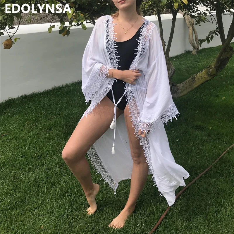 Women Tops Summer 2019 White Lace Blouse Sexy Transparent Tassel Long Sleeve Belted Kimono Cardigan Plus Size Beach Sarong N627
Women Tops Summer 2019 White Lace Blouse Sexy Transparent Tassel Long Sleeve Belted Kimono Cardigan Plus Size Beach Sarong N627