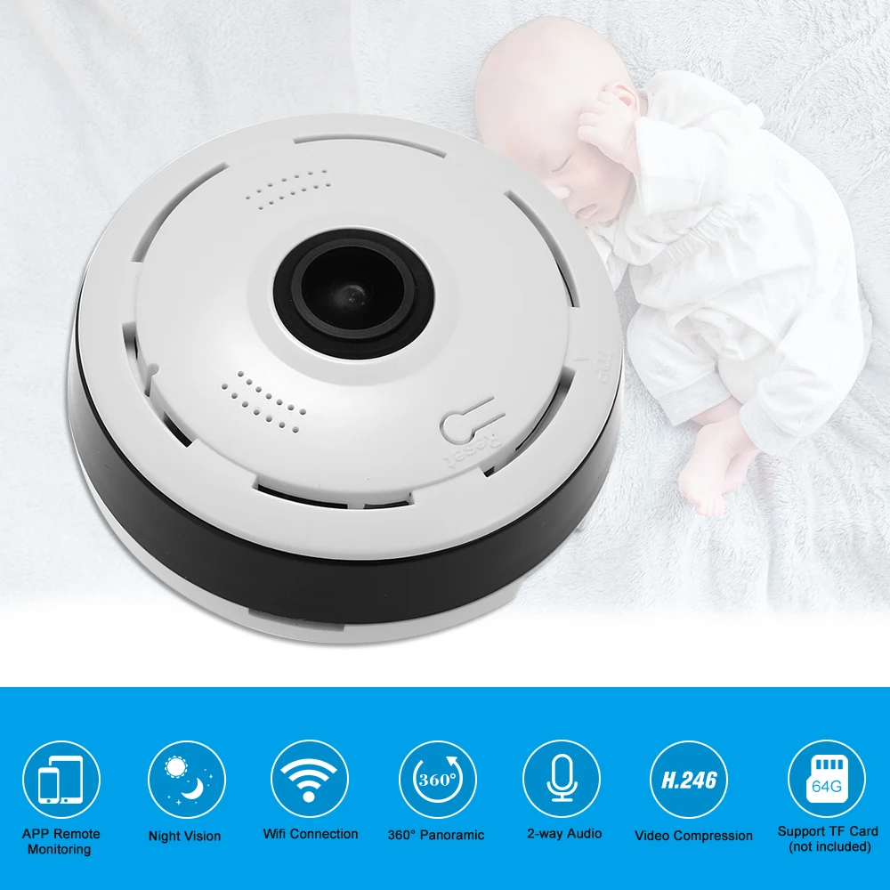 Wireless IP Camera 960/1080P Mini Panoramic Fish Eye WIFI 360 Degree Camera for Android/IOS APP Remote Control Motion Detection
Wireless IP Camera 960/1080P Mini Panoramic Fish Eye WIFI 360 Degree Camera for Android/IOS APP Remote Control Motion Detection