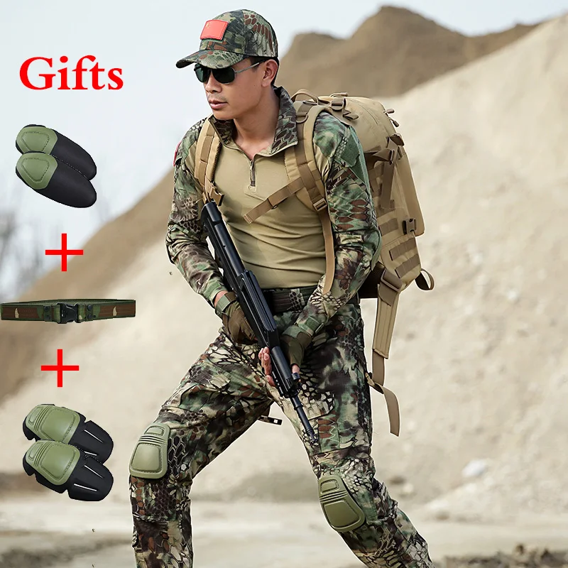 Mens Ghillie Combat Shirt Tactical Cargo Pants With Knee Pads Hunting Camouflage Men Army Uniforms Military Hiking Training Suit
Mens Ghillie Combat Shirt Tactical Cargo Pants With Knee Pads Hunting Camouflage Men Army Uniforms Military Hiking Training Suit