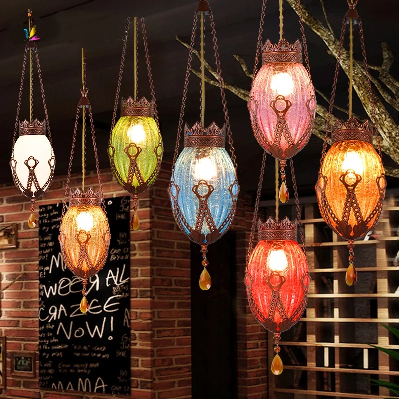 Bohemia Multicolored pendant lights Beautiful Coffee shop bar corridor lamp iron+ Glass lighting blue green pendant lamps ZA
Bohemia Multicolored pendant lights Beautiful Coffee shop bar corridor lamp iron+ Glass lighting blue green pendant lamps ZA