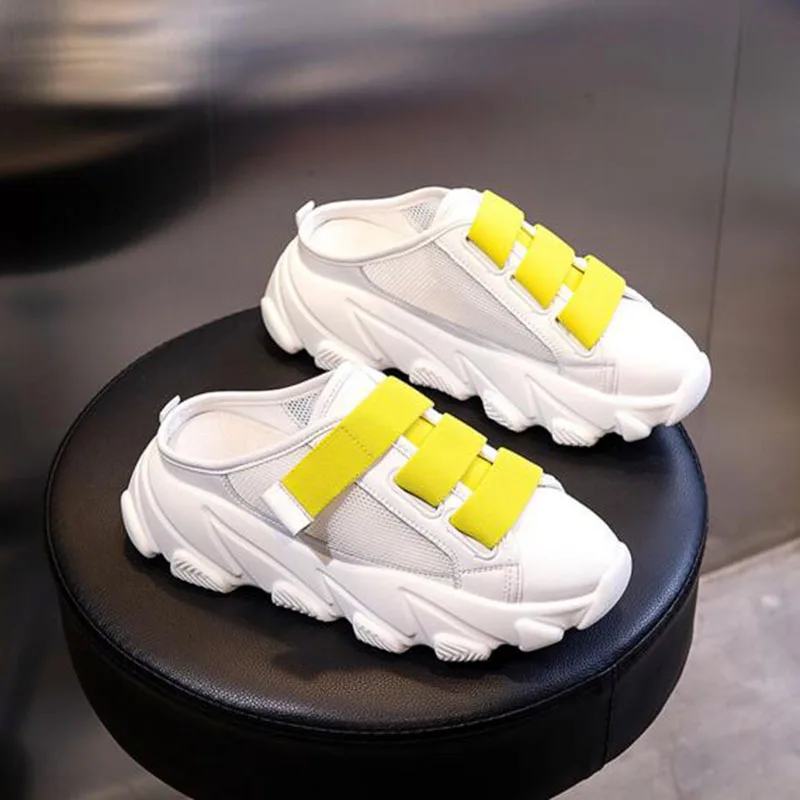 Korean Style Women Fashion Flats Platform Slippers Shoes Round Toe PU Leather Patchwork Hook Loop Non-slip Rubber Slippers
Korean Style Women Fashion Flats Platform Slippers Shoes Round Toe PU Leather Patchwork Hook Loop Non-slip Rubber Slippers