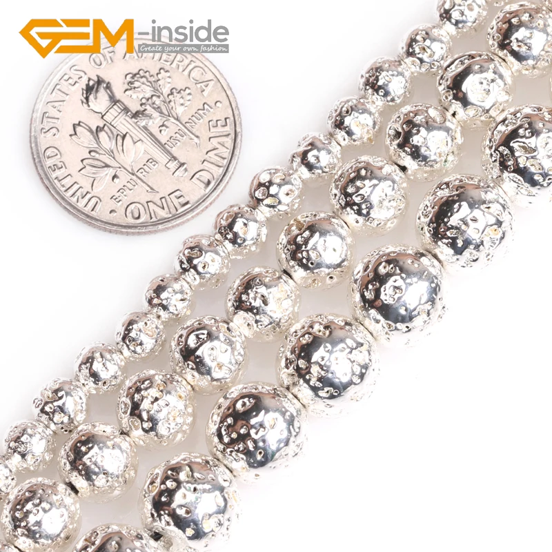 4mm 6mm 8mm Silver Metallic Coated Round Volcanic Rock Stone Loose Beads For Jewelry Making Strand 15"Wholesale GEM-inside
4mm 6mm 8mm Silver Metallic Coated Round Volcanic Rock Stone Loose Beads For Jewelry Making Strand 15"Wholesale GEM-inside