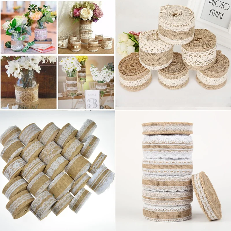 2.5-5cm 2m/roll Natural Jute Burlap Lace Rolls wedding table decoration Vintage Rustic Wedding Decoration
2.5-5cm 2m/roll Natural Jute Burlap Lace Rolls wedding table decoration Vintage Rustic Wedding Decoration
