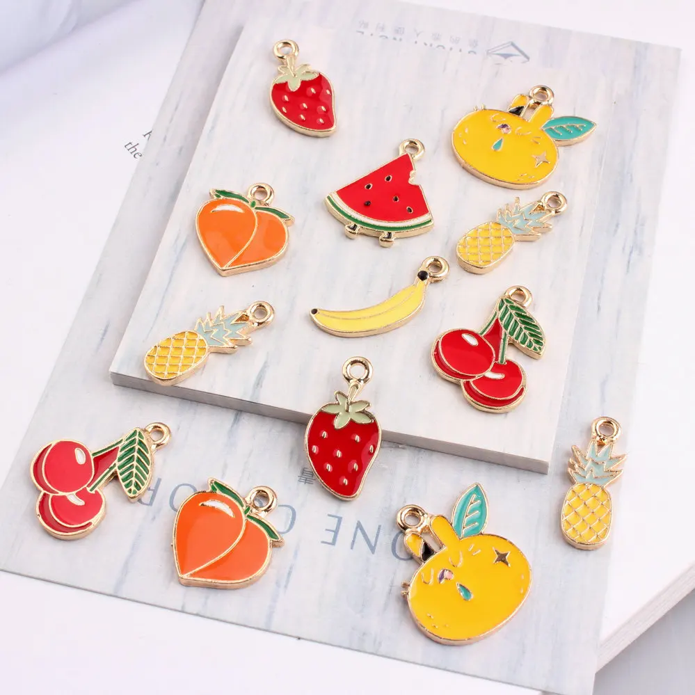 New 50PCS 12-24MM Mixed Fruit Watermelon Strawberry Banana Cherry Pineapple Gold Color Jewelry bracelet Charms 
New 50PCS 12-24MM Mixed Fruit Watermelon Strawberry Banana Cherry Pineapple Gold Color Jewelry bracelet Charms