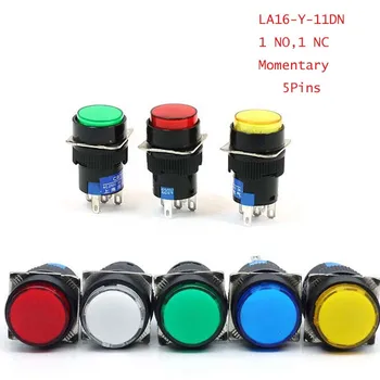 1pc Momentary No Lock Light 16mm NO NC Round Pushbutton Switch DC12V/DC24V/AC220V Red/Green/Blue/White/Yellow LA16-Y-11DN 5Pins
1pc Momentary No Lock Light 16mm NO NC Round Pushbutton Switch DC12V/DC24V/AC220V Red/Green/Blue/White/Yellow LA16-Y-11DN 5Pins