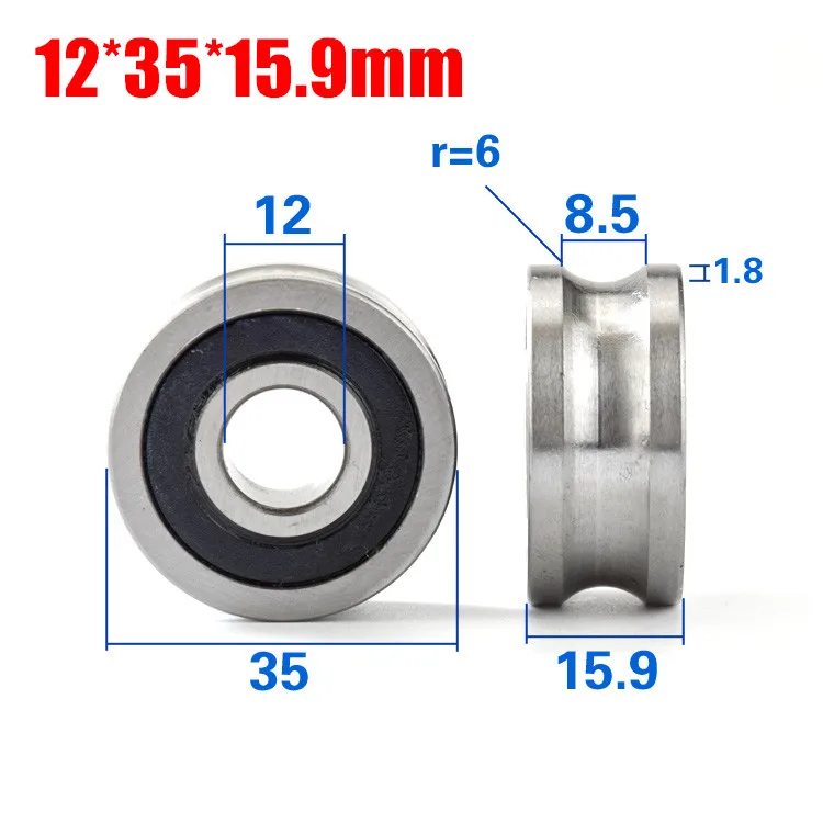 Фото 10pcs 12*35*15.9mm LFR5201-12mm track optical axis U groove bearing pulley / rolling wheel 12mm diameter | Обустройство дома