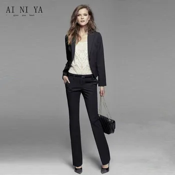 Jacket+Pants Womens Business Suit Black Long Sleeves Slim Female Office Uniform Ladies Formal Trouser 2 Piece Blazer Custom
Jacket+Pants Womens Business Suit Black Long Sleeves Slim Female Office Uniform Ladies Formal Trouser 2 Piece Blazer Custom