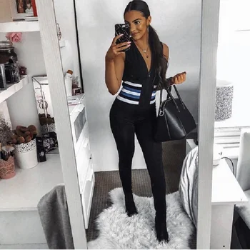 High Quality Sexy Women Sleeveless Black Jumpsuit Celebrity Rayon Bandage Jumpsuit
High Quality Sexy Women Sleeveless Black Jumpsuit Celebrity Rayon Bandage Jumpsuit