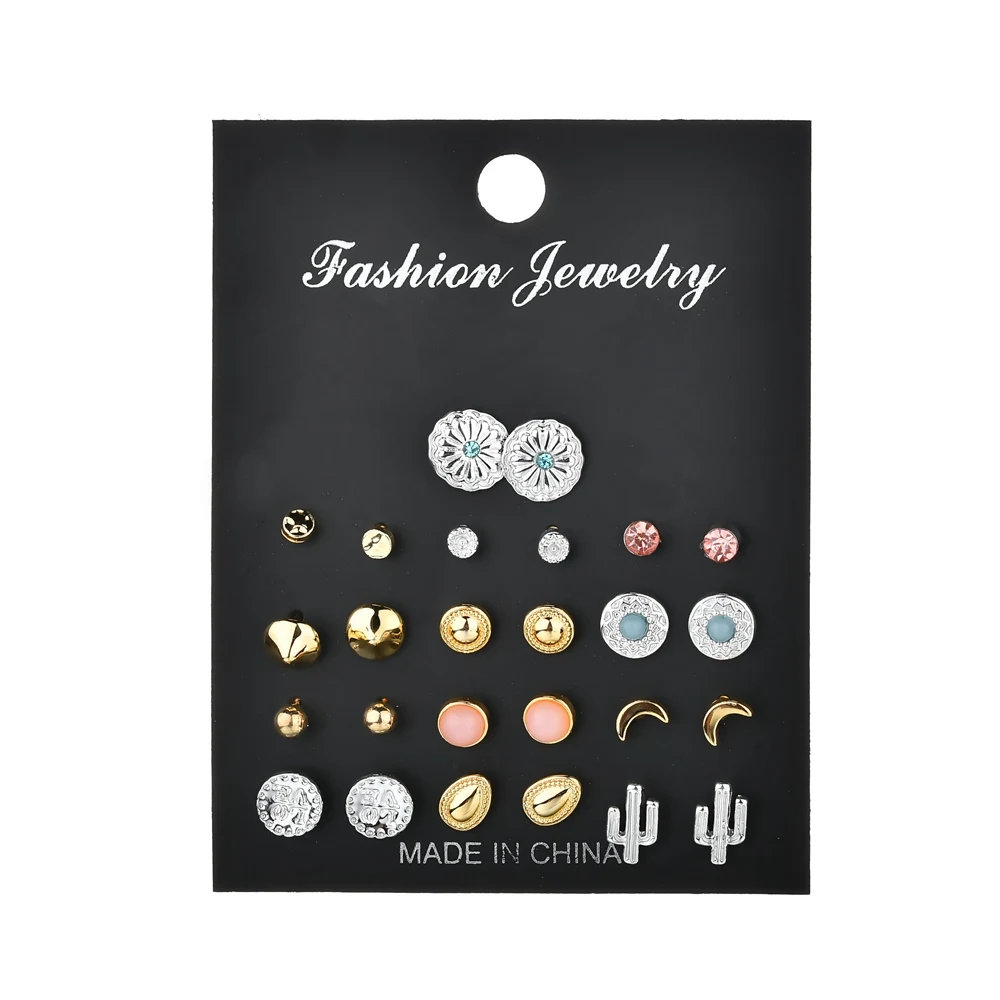 MissCyCy 13 Pairs/Set Alloy Water Drop Cactus Moon Rhinestone Earrings Set Fashion Small Stud Earrings for Women Jewelry Gift
MissCyCy 13 Pairs/Set Alloy Water Drop Cactus Moon Rhinestone Earrings Set Fashion Small Stud Earrings for Women Jewelry Gift