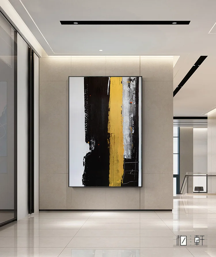

oil painting on canvas handmade Yellow and black decorative art modern restaurant living room big paintings murals huge painting