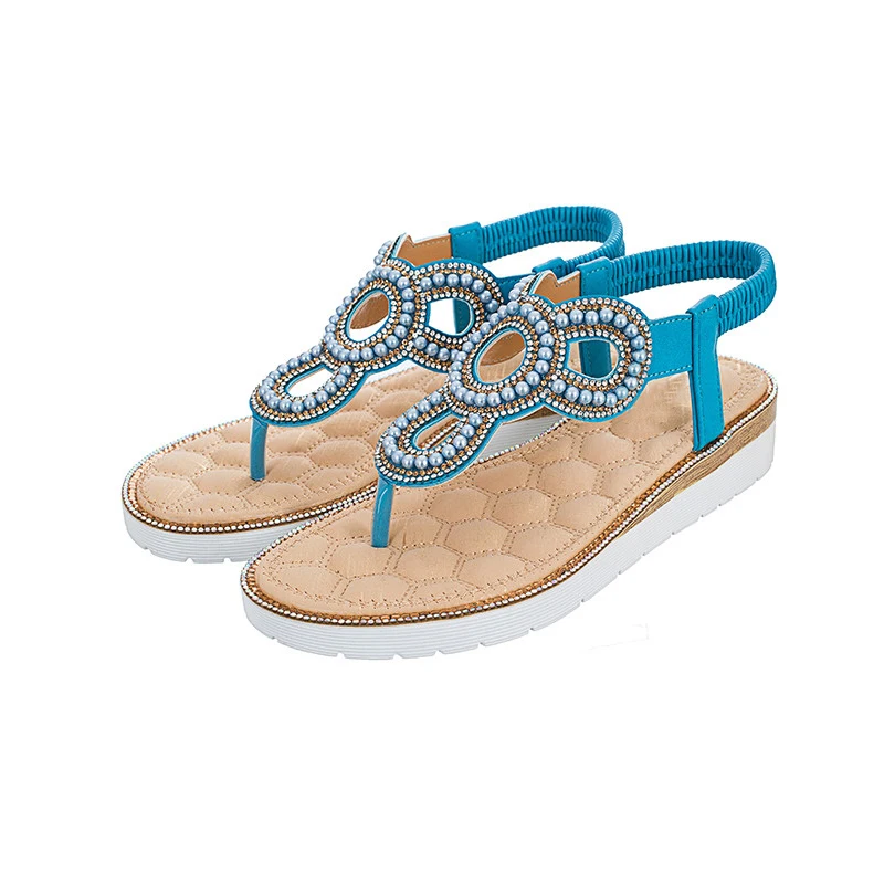 2018 Women Sandals BOXIMIYA Style Pearls Blue Color Elastic Band Flats Platform Beaches Flip Flops Women Size 36-41 305LX
2018 Women Sandals BOXIMIYA Style Pearls Blue Color Elastic Band Flats Platform Beaches Flip Flops Women Size 36-41 305LX
