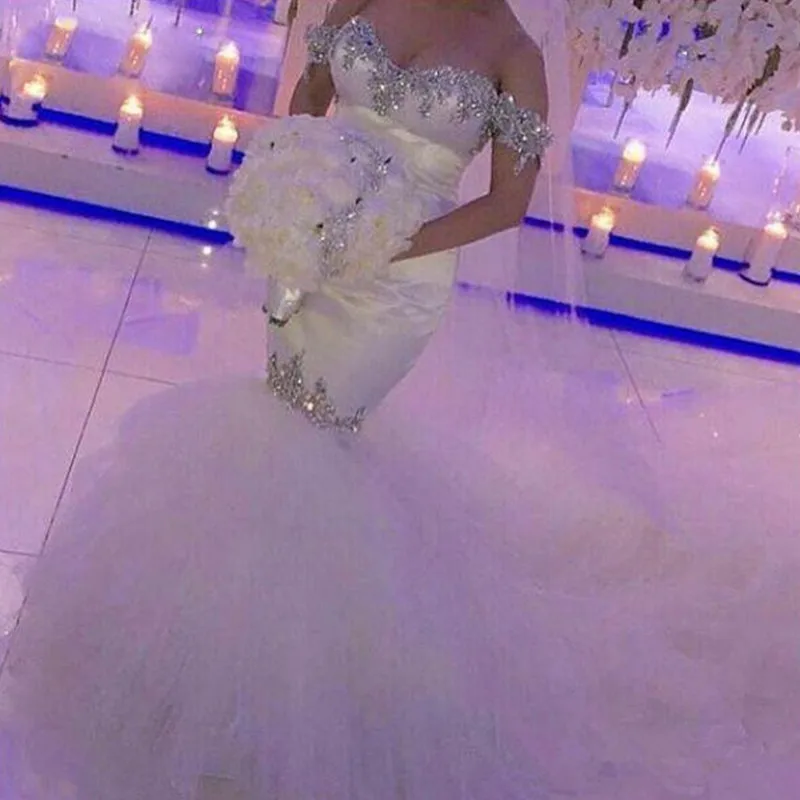 Luxury Crystal Beaded Mermaid Wedding Dress Off the Shoulder Bridal Gown Vestido De Noiva Factory Custom Made Dresses
Luxury Crystal Beaded Mermaid Wedding Dress Off the Shoulder Bridal Gown Vestido De Noiva Factory Custom Made Dresses