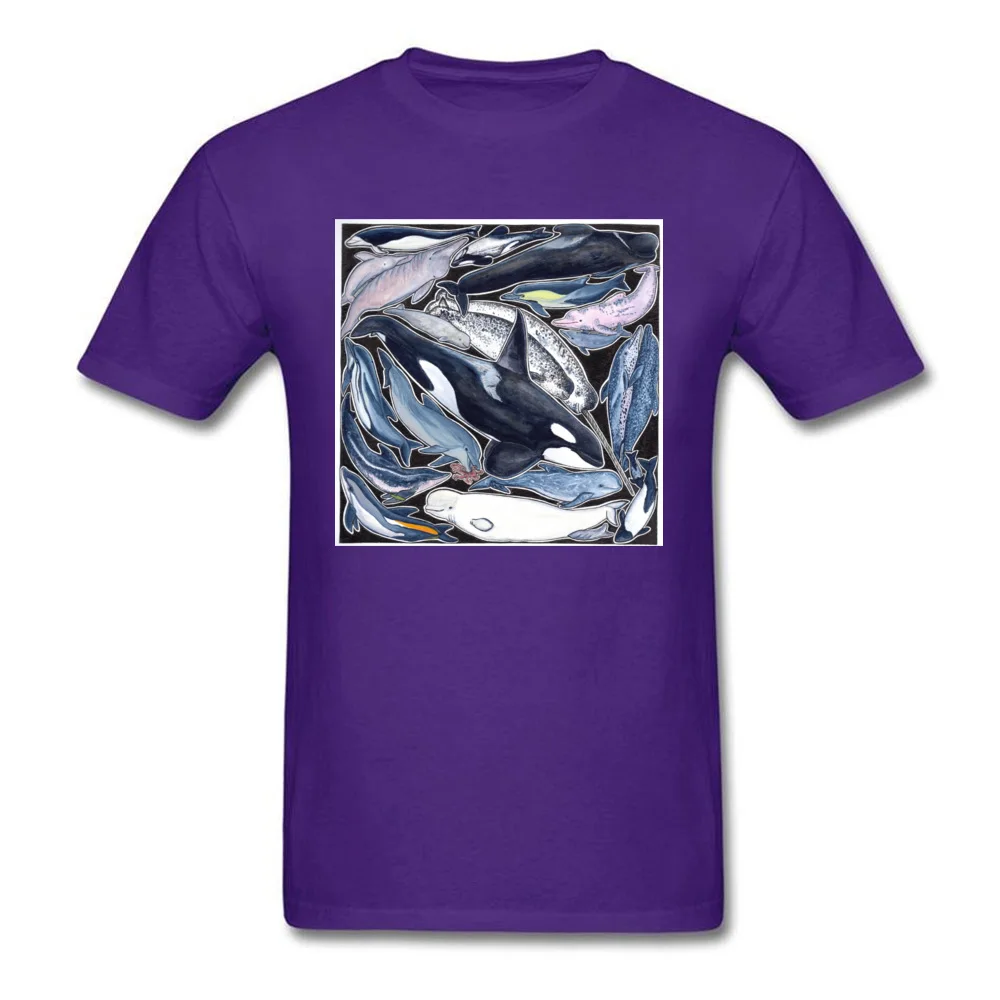 Family Orca dolphin beluga narwhal cie Casual T-Shirt O-Neck 100% Cotton Fabric Man Tops Shirt Short Sleeve Tops & Tees Summer Orca dolphin beluga narwhal cie purple