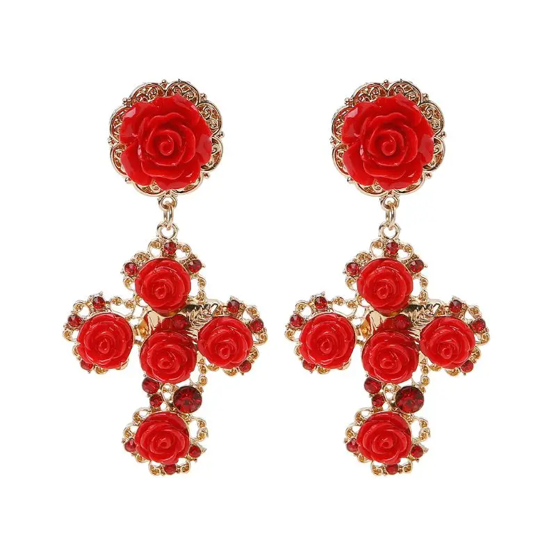 Beautiful workmanship Luxury Gothic Baroque Red Rose Gold Cross Drop Earrings Bridal Wedding Earrings
Beautiful workmanship Luxury Gothic Baroque Red Rose Gold Cross Drop Earrings Bridal Wedding Earrings