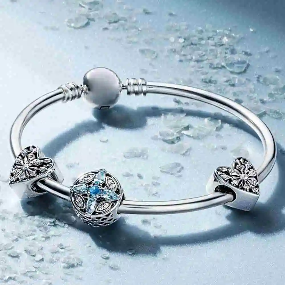 SIEMTO 100% 925 Sterling Silver 1:1 Winter Moments Charm Frosted Heart Beads Bracelet Bangle Ice Crystal Fashion Set
SIEMTO 100% 925 Sterling Silver 1:1 Winter Moments Charm Frosted Heart Beads Bracelet Bangle Ice Crystal Fashion Set