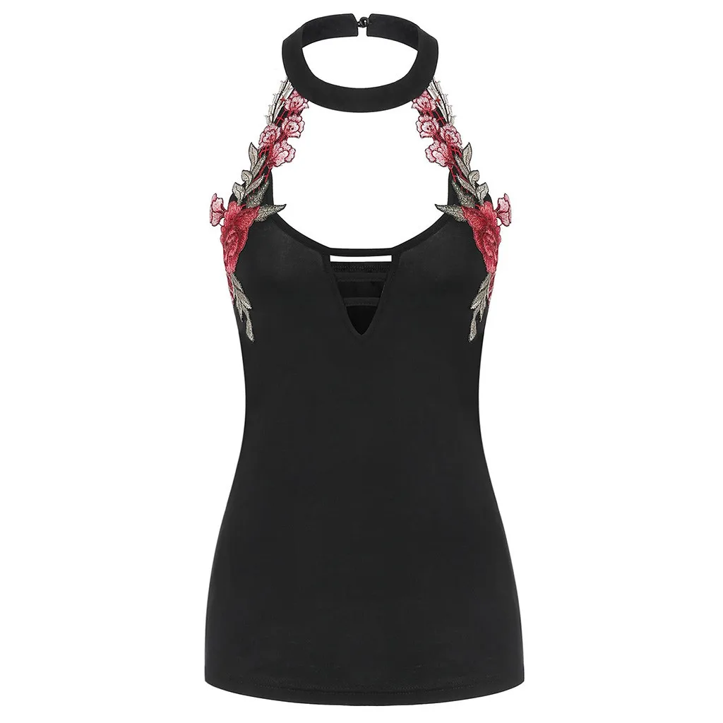 Women's Fashion Sleeveless Sexy V-neck Hanging Neck Appliques Vest Casual Tops 2019 New Drop Shipping
Women's Fashion Sleeveless Sexy V-neck Hanging Neck Appliques Vest Casual Tops 2019 New Drop Shipping