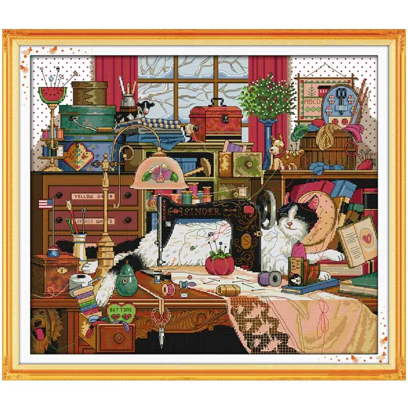 11/14/16/18/28 Cat and Sewing Machine Counted Cross Stitch Set Wholesale Chinese Cross-stitch Kits Embroidery Needlework
11/14/16/18/28 Cat and Sewing Machine Counted Cross Stitch Set Wholesale Chinese Cross-stitch Kits Embroidery Needlework