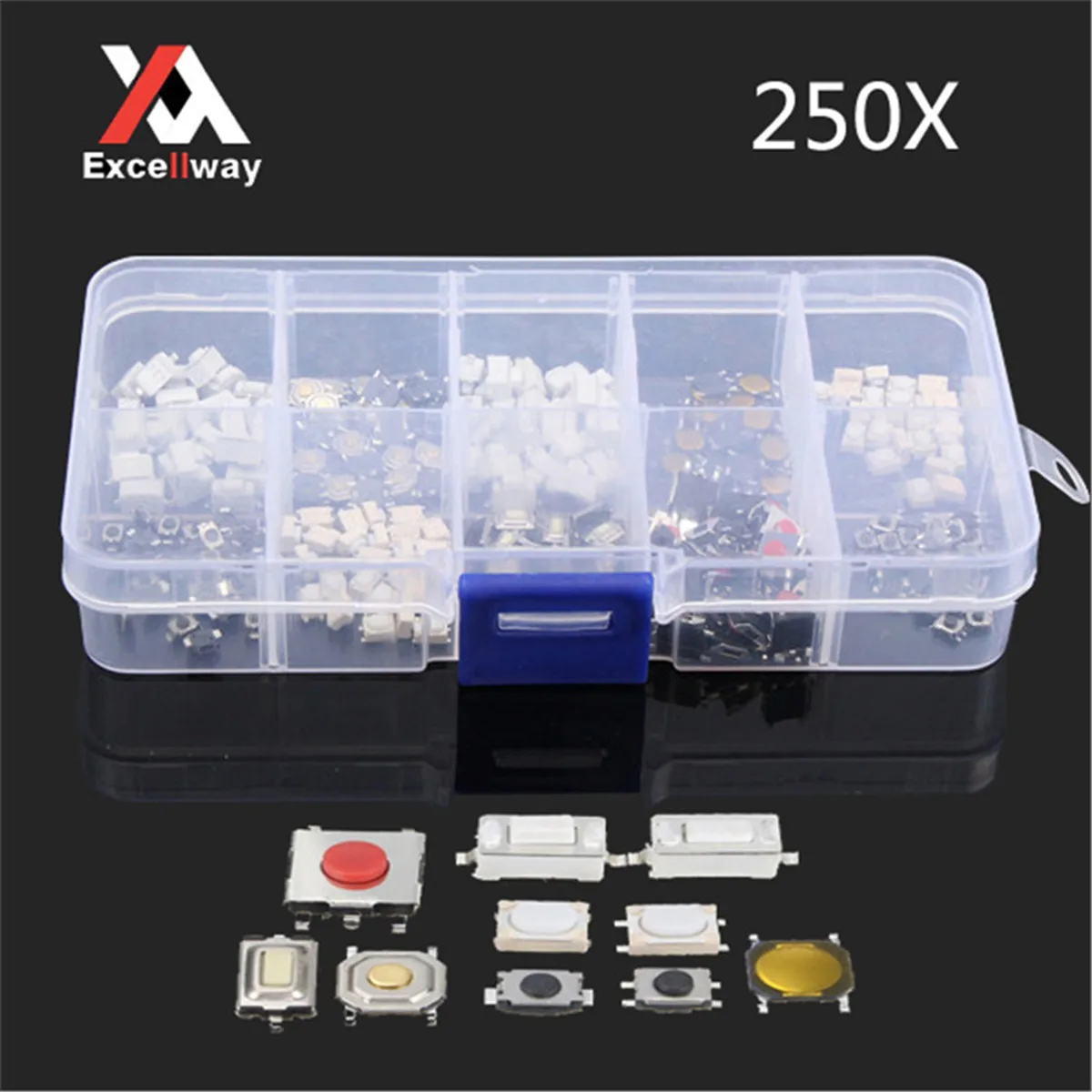 Excellway 250 Pcs 10 Types Tactile Push Button Touch Switch Remote Keys Microswitch
Excellway 250 Pcs 10 Types Tactile Push Button Touch Switch Remote Keys Microswitch
