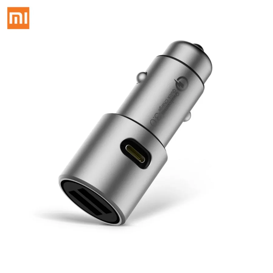 Image Xiaomi Metal Double USB Smart Central Charging Temperature Fast Charger MAX 36W DC 5 12 24V  2 3A  wiht LED  Car Charger