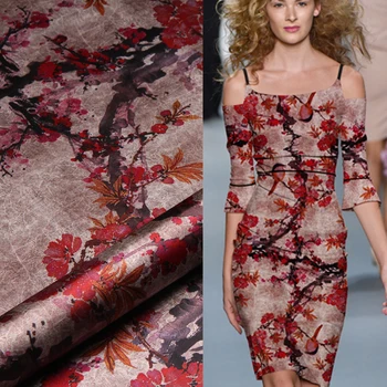 118cm wide 19mm 93% silk & 7% spandex red floral print stretch silk satin fabric for dress shirt clothes cheongsam D763
118cm wide 19mm 93% silk & 7% spandex red floral print stretch silk satin fabric for dress shirt clothes cheongsam D763