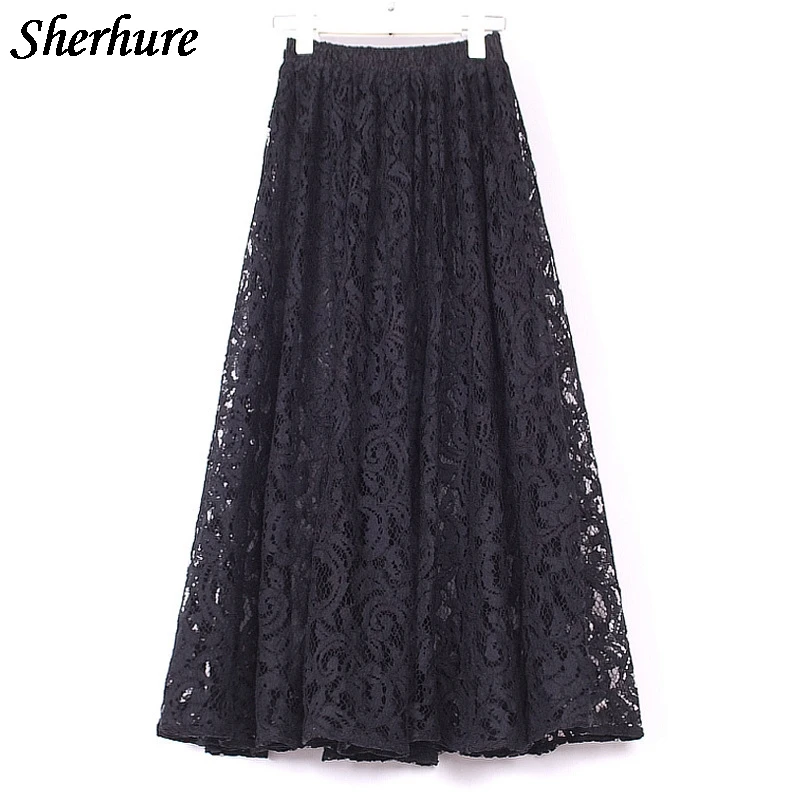 Summer Skirts Women Lace Slim A-Line Skirt Elastic High Waist Long Skirt Female Elegant Pleated Maxi Skirt Jupe Femme Hollow Out
Summer Skirts Women Lace Slim A-Line Skirt Elastic High Waist Long Skirt Female Elegant Pleated Maxi Skirt Jupe Femme Hollow Out