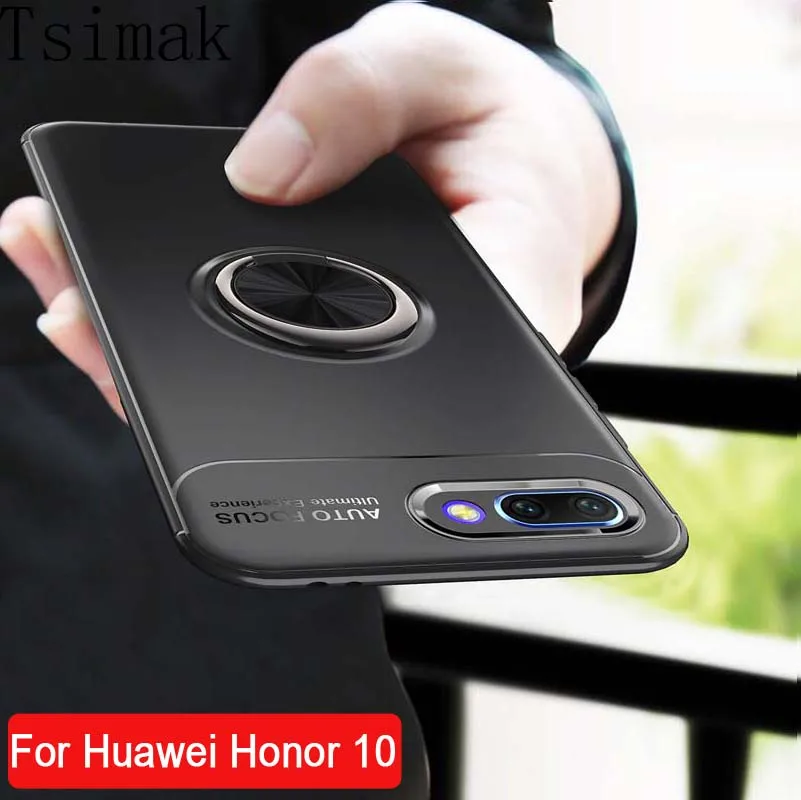 Tsimak для huawei Honor 10 чехол Вращающийся палец кольцо держатель Матовый Мягкий