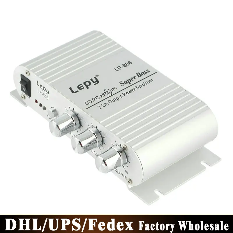 DHL 10 PCS Original Lepy LP-808 Car Channel Amplifier Stereo Subwoofer Audio Accessory Connect With Smart phones MP3 MP4 DV
DHL 10 PCS Original Lepy LP-808 Car Channel Amplifier Stereo Subwoofer Audio Accessory Connect With Smart phones MP3 MP4 DV