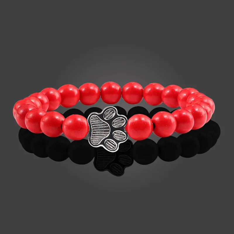 Accessories - Natural Black Volcanic Lava Stone Dog Paw Bracelet black Matte Beads Bracelets For Women Men Cat Dog Lovers Jewelry