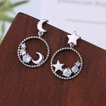 Rhodium Color Moon&Star Drop Earrings Luxury Zircon Circle Earrings Allergy Free For Women New Arrival Fashion Jewelry
Rhodium Color Moon&Star Drop Earrings Luxury Zircon Circle Earrings Allergy Free For Women New Arrival Fashion Jewelry