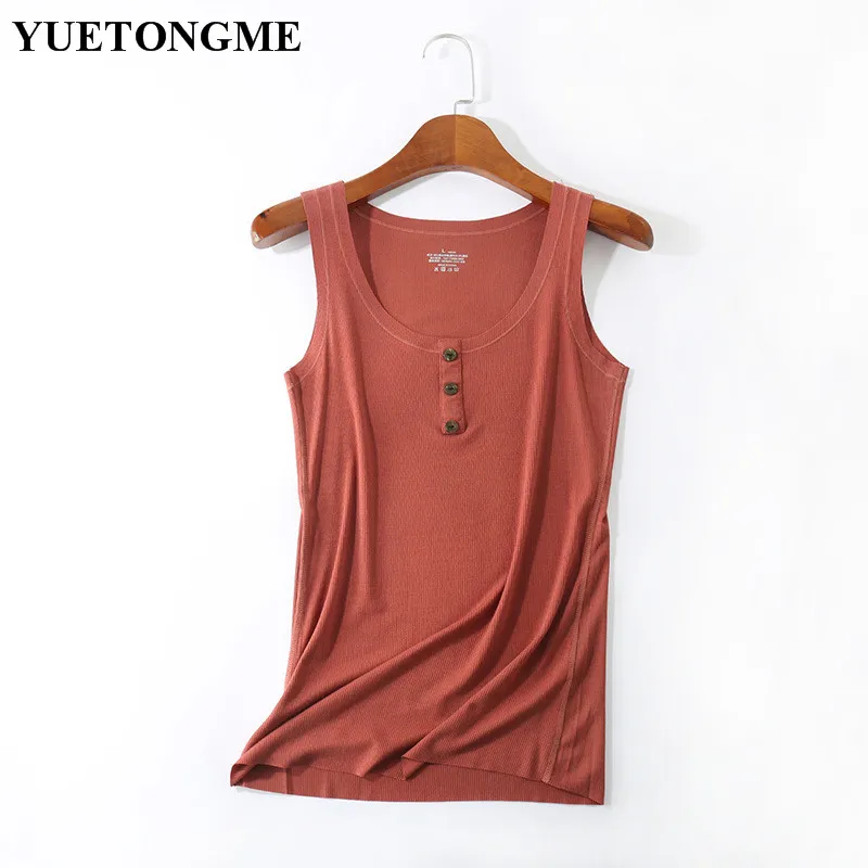 YUETONGME Women Tank Solid Color T shirts Threaded O-neck Sleeveless Top Free-cut fake three-button Tank Tops Camis vest HF11
YUETONGME Women Tank Solid Color T shirts Threaded O-neck Sleeveless Top Free-cut fake three-button Tank Tops Camis vest HF11