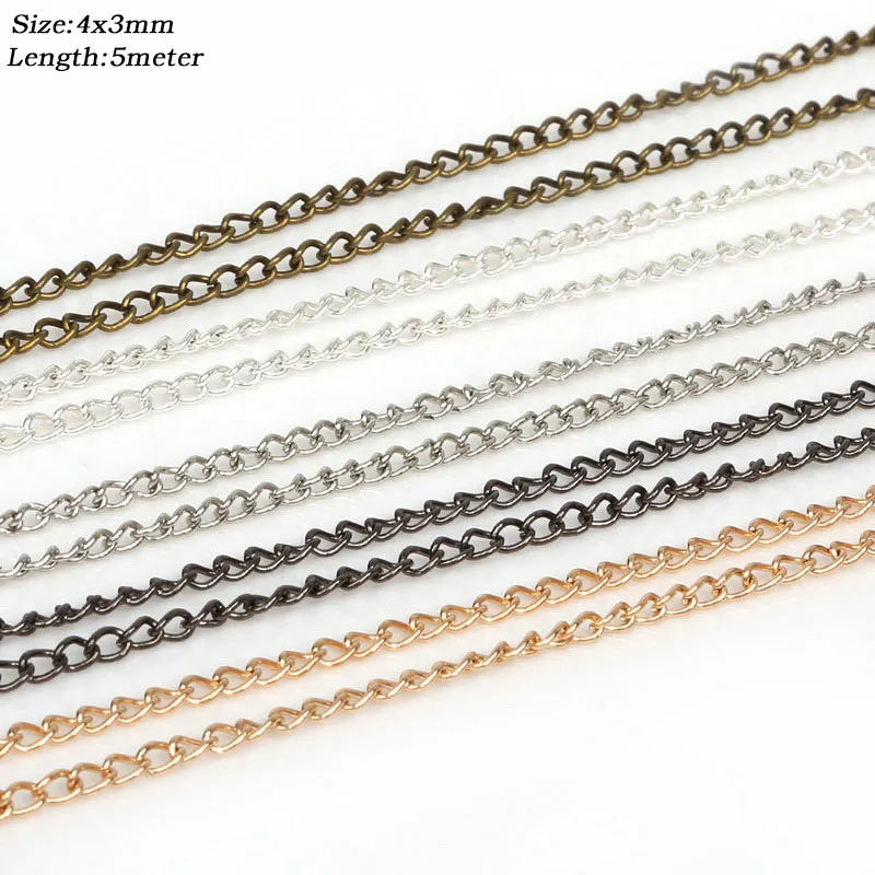 4x3mm 5m Iron Metal Chains Jewelry Findings Plated Rhodium/Silver/Golden For Jewelry Making Necklace Bracelet Materials DIY
4x3mm 5m Iron Metal Chains Jewelry Findings Plated Rhodium/Silver/Golden For Jewelry Making Necklace Bracelet Materials DIY