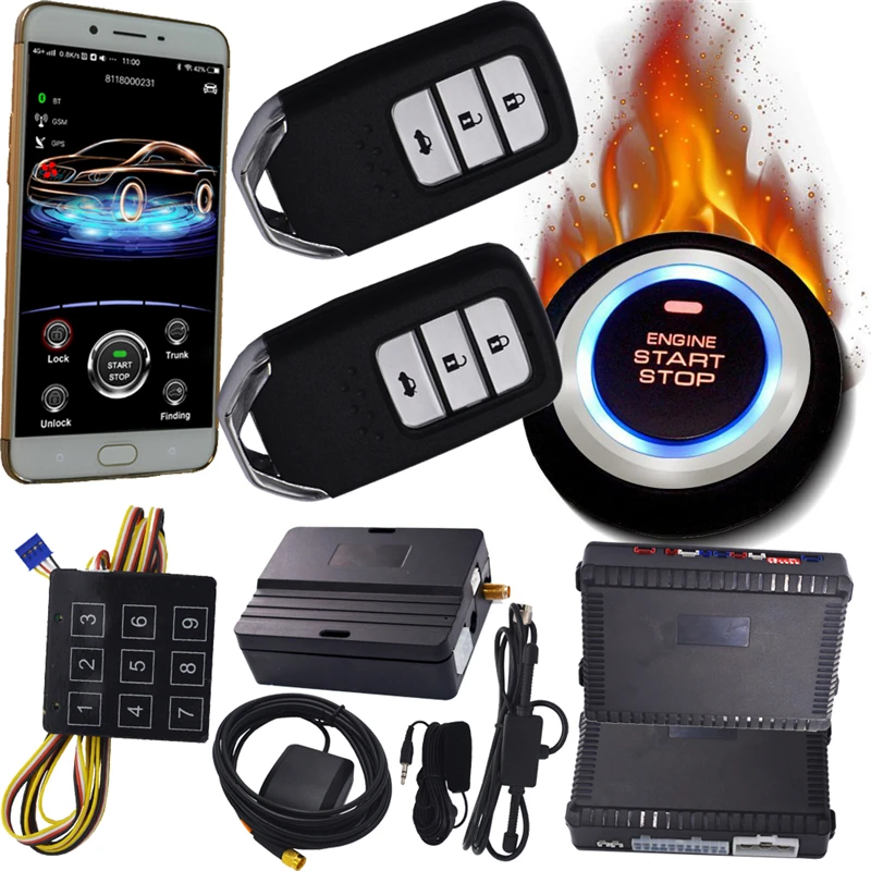 Push button start remote start Top PKE car alarm GPS/GSM security alarm fits most cars with mechanical steering wheel lock
Push button start remote start Top PKE car alarm GPS/GSM security alarm fits most cars with mechanical steering wheel lock