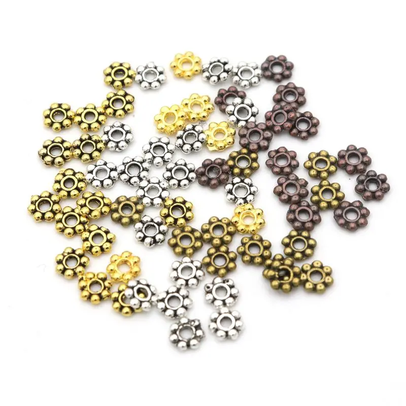 250pcs Lots Tibetan Silver Spacer Loose Charm Metal Beads Jewelry 8x7x2mm