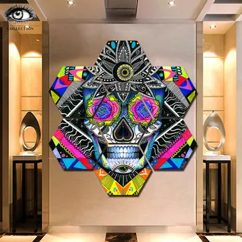 Suger Skull by Pixie Cold Wall Art Pictures Home Decor Posters 7 Panels hexagon colorful Skull Living Room HD Printed Painting
Suger Skull by Pixie Cold Wall Art Pictures Home Decor Posters 7 Panels hexagon colorful Skull Living Room HD Printed Painting